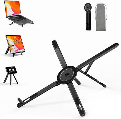 3-in-1 Aluminum Laptop Stand with Magnetic MagSafe Phone Holder – Adjustable Desktop Bracket