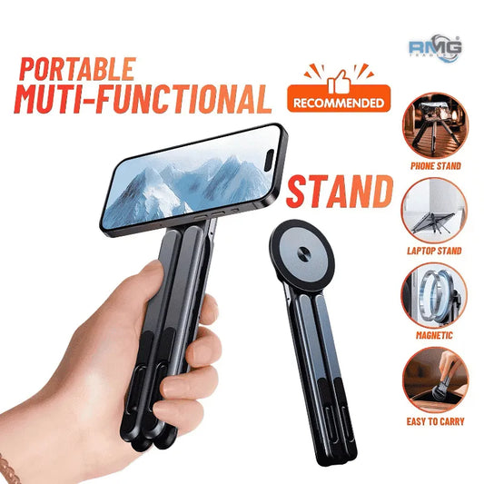 3-in-1 Aluminum Laptop Stand with Magnetic MagSafe Phone Holder – Adjustable Desktop Bracket